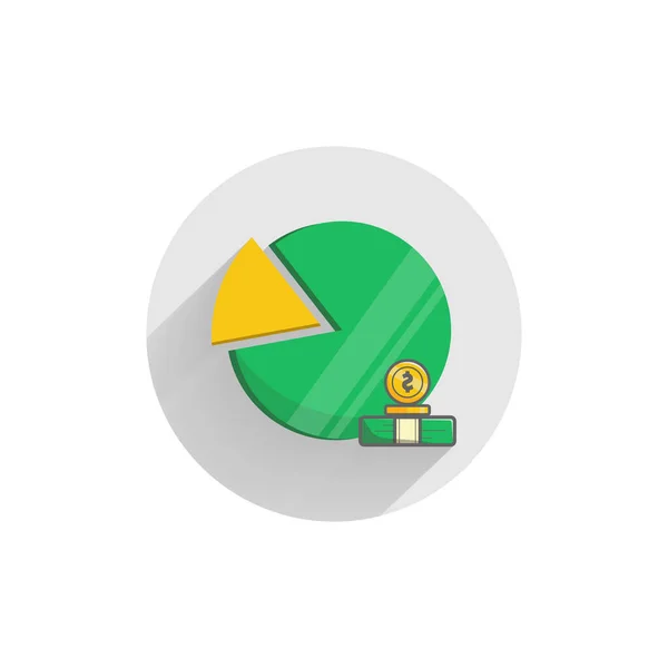Cirkeldiagram Med Pengar Färgglada Platt Ikon Med Lång Skugga Diagram — Stock vektor