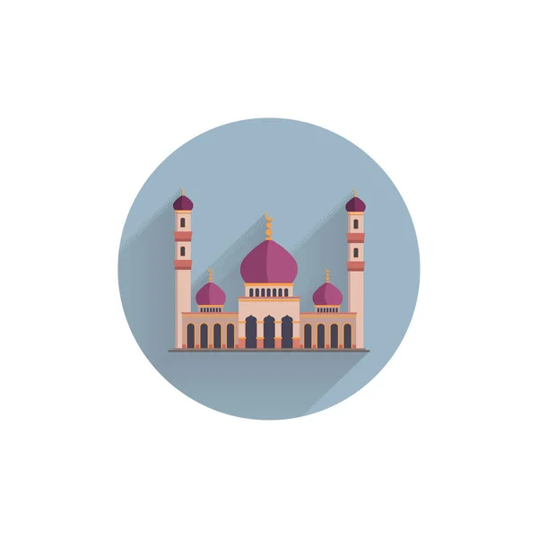 Moschee Islamische Bunte Flache Ikone Mit Langem Schatten Moschee Ikone — Stockvektor