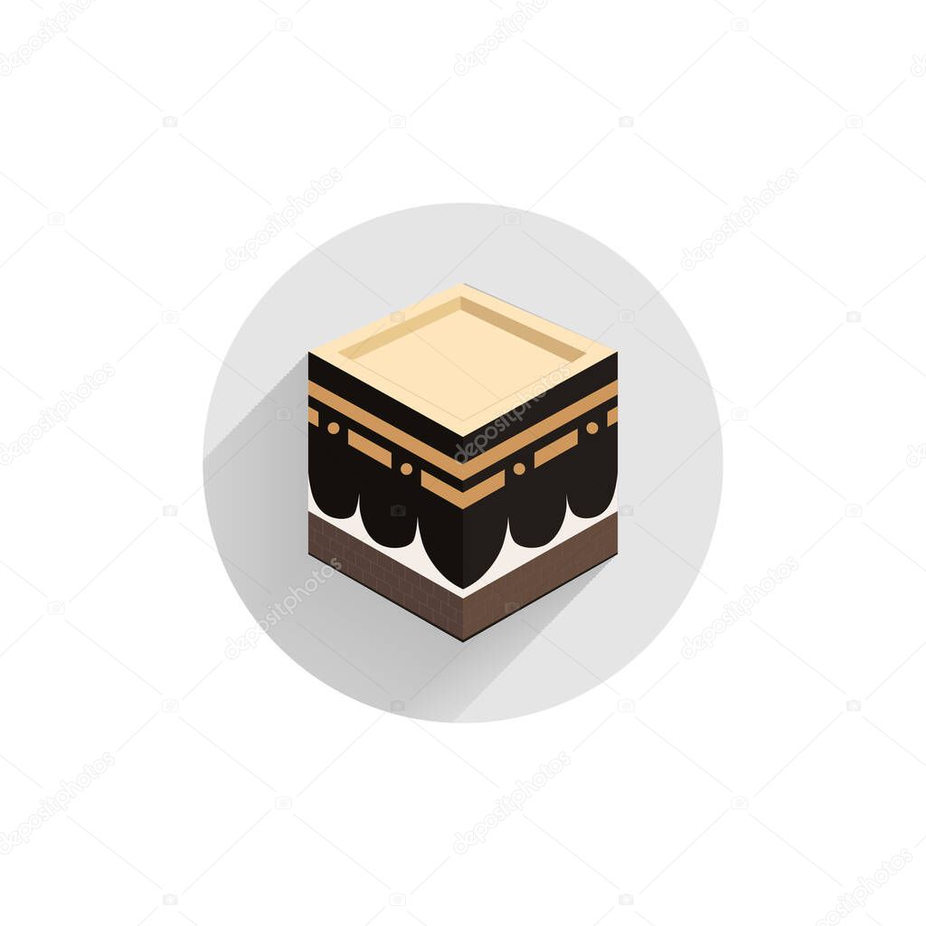 Kaaba colorful flat icon with long shadow. kaaba islam flat icon