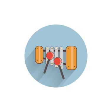 Uzun gölgeli santur renkli düz simge. Santur düz simgesi