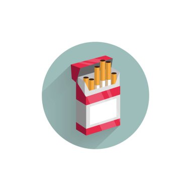 Sigaralar uzun gölgeli renkli düz ikon paketler. Sigara yassı simgesi