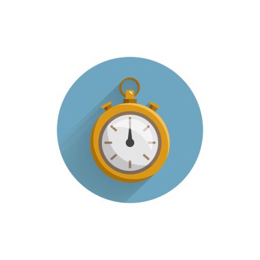 Zamanlayıcı renkli düz ikon ve uzun gölge. Zamanlayıcı kronometresi düz simgesi
