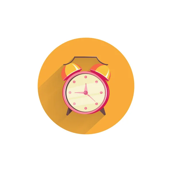 Relógio Alarme Colorido Ícone Plano Com Sombra Longa Alarme Ícone —  Vetores de Stock