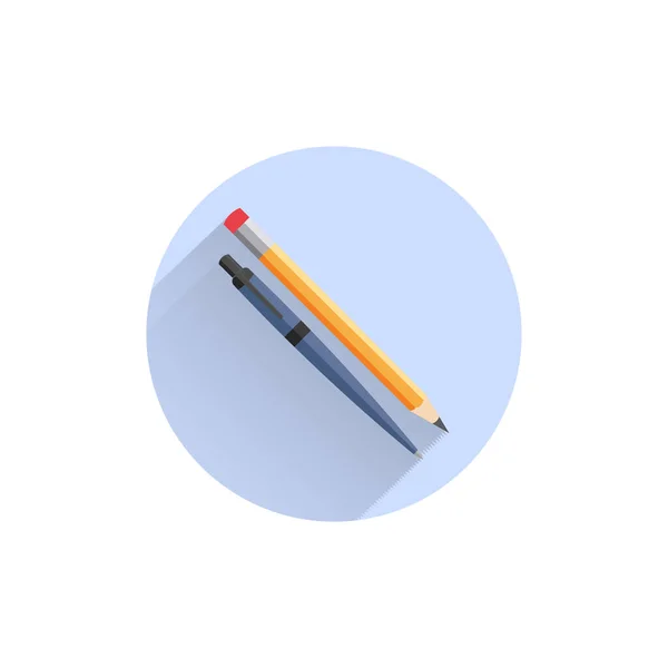 Карандаш Ручка Красочный Плоский Значок Длинной Тенью Иконка Карандаша Пера — стоковый вектор
