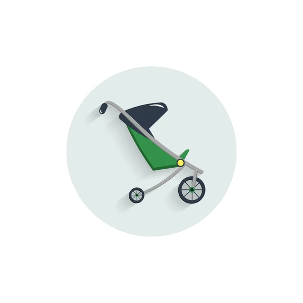 赤ちゃんの馬車長い影とカラフルなフラットアイコン 馬車フラットアイコン — ストックベクタ