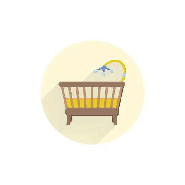 ベビーベッドのアイコン 赤ちゃんは長い影を持つカラフルなフラットアイコンをクレードル クレードルフラットアイコン — ストックベクタ