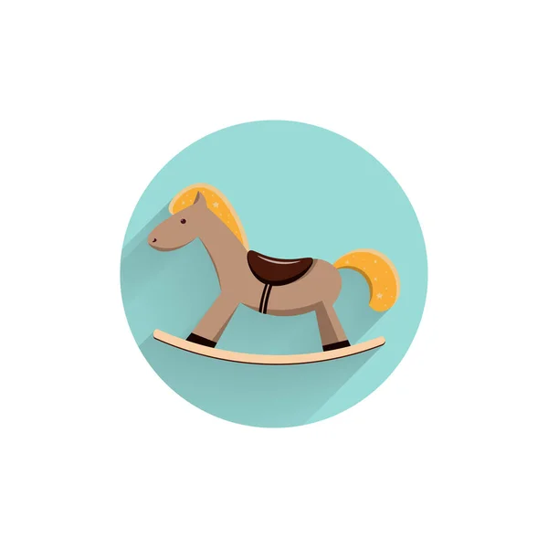 Άλογο Παιχνίδι Πολύχρωμο Επίπεδη Εικόνα Μεγάλη Σκιά Εικονίδιο Επίπεδου Παιχνιδιού — Διανυσματικό Αρχείο