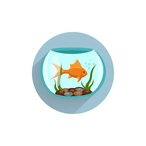 Fisk Akvarium Färgglada Platt Ikon Med Lång Skugga Akvarium Fisk — Stock vektor