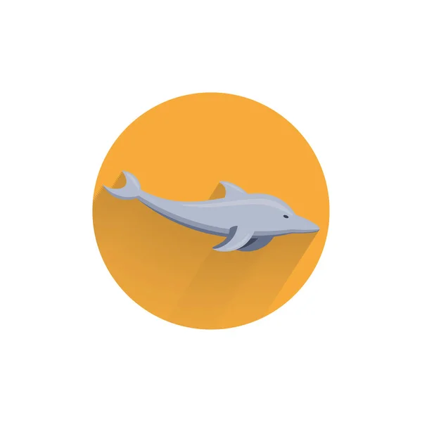 Dolphin Colorido Ícone Plano Com Sombra Longa Ícone Plano Golfinho — Vetor de Stock