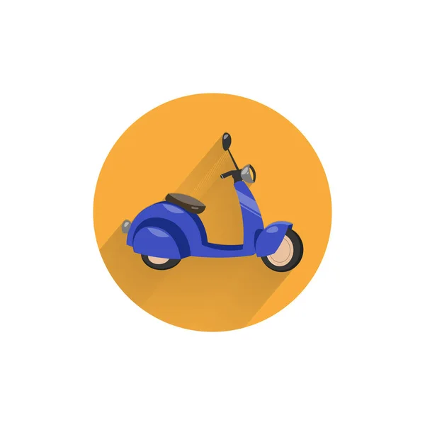 Scooter Motorkerékpár Színes Lapos Ikon Hosszú Árnyék Lapos Görgős Ikon — Stock Vector