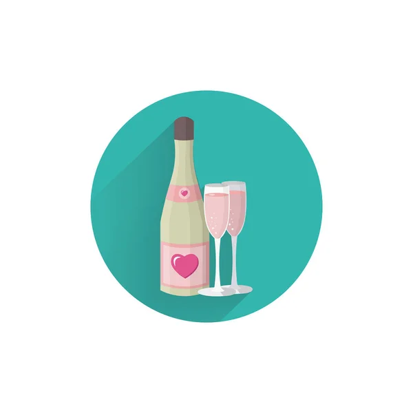 Цвет Шампанского Яркая Плоская Икона Длинной Тенью Икона Шампанского — стоковый вектор