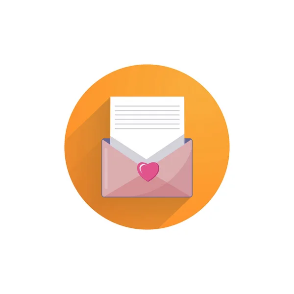 Love Letter Envelope Heart Colorful Flat Icon Long Shadow Love — Stock Vector