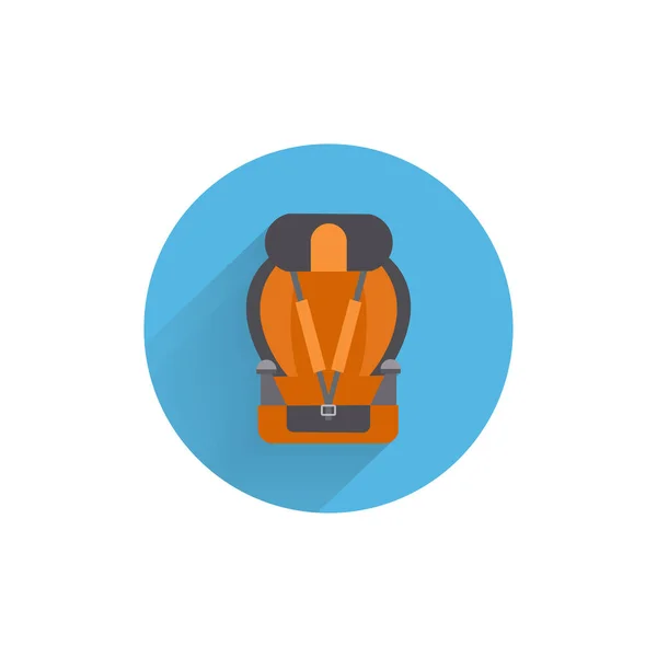 带运动安全带的汽车座椅扁平图标 车座彩色扁平图标 有长影 — 图库矢量图片