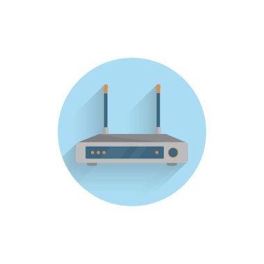 Wi-Fi yönlendirici uzun gölgeli renkli düz simge. Wi-Fi yönlendirici düz simgesi