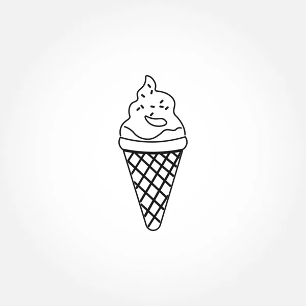 Ice Cream Cone Line Icon Ice Cream Cone Isolated Line — Stock Vector