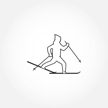 Kayak sporcusu çizgisi simgesi. İzole edilmiş satır simgesi kayıyor