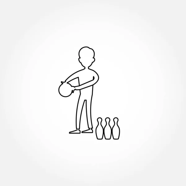 Человек Играющий Боулинг Иконка Боулинга — стоковый вектор