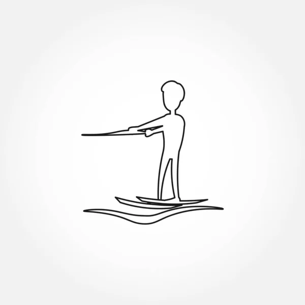 Икона Водного Лыжника Значок Изолированной Линии — стоковый вектор