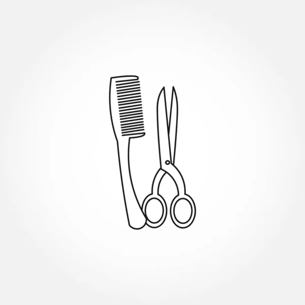 梳子和剪刀 理发师工具线图标 Islam Comb和剪刀线图标 — 图库矢量图片