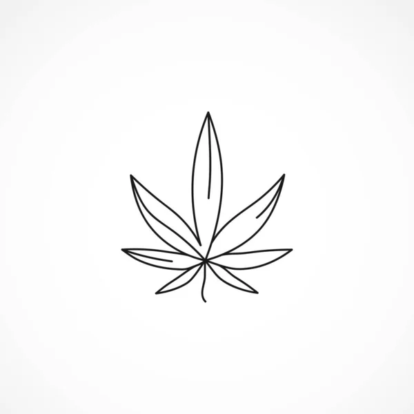 Ikona Konopí Ikona Řádku Marihuanového Listu Ikona Izolované Čáry Listu — Stockový vektor