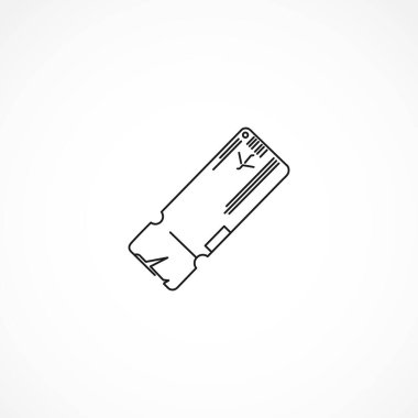 Uçuş kartı simgesi. Uçak bileti ikonu. giriş kartı izole edilmiş satır simgesi