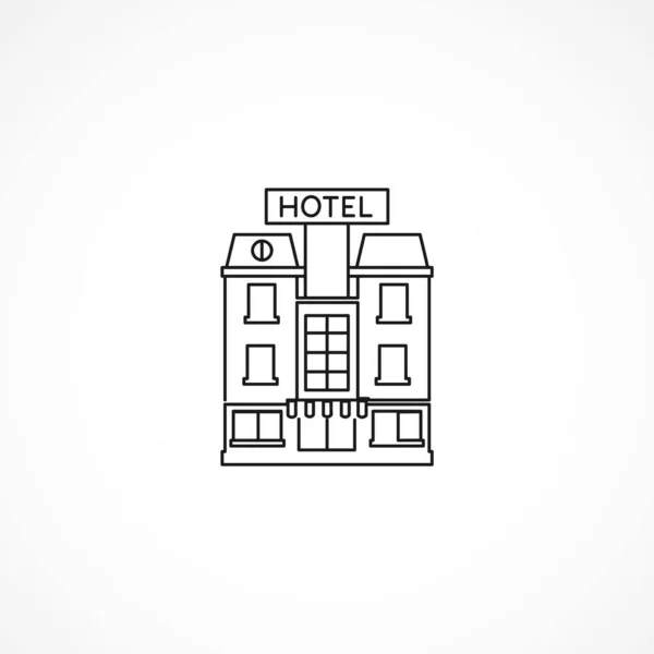 Икона Здания Отеля Иконка Линии Гостиничного Дома Иконка Изолированной Линии — стоковый вектор