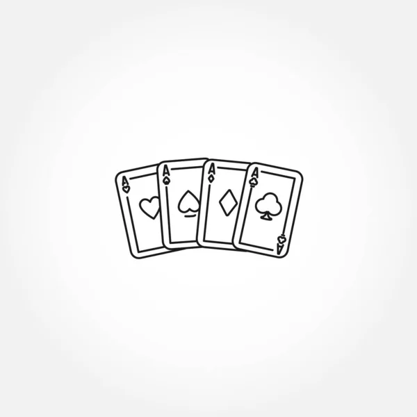 Jogar Cartas Áses Ícone Linha Cartões Aces Ícone Linha Isolado —  Vetores de Stock