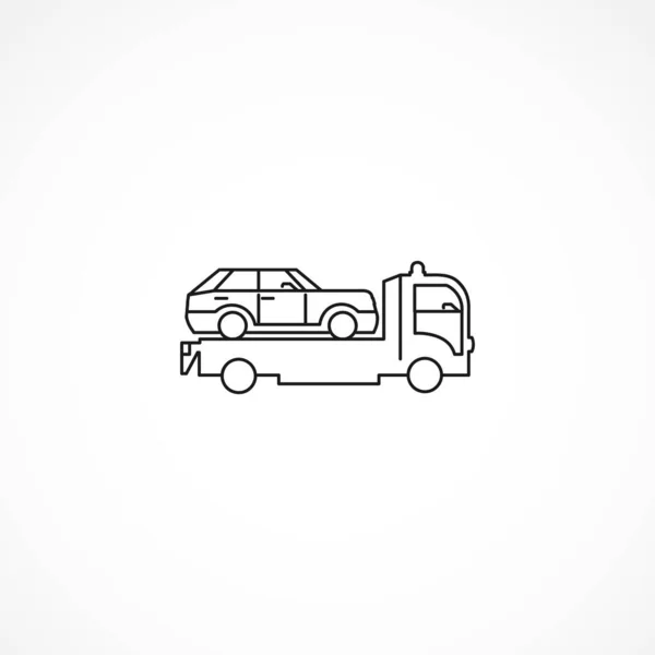 Буксирування Вантажівки Значком Лінії Автомобіля Буксир Вантажівка Ізольована Лінія Значок — стоковий вектор