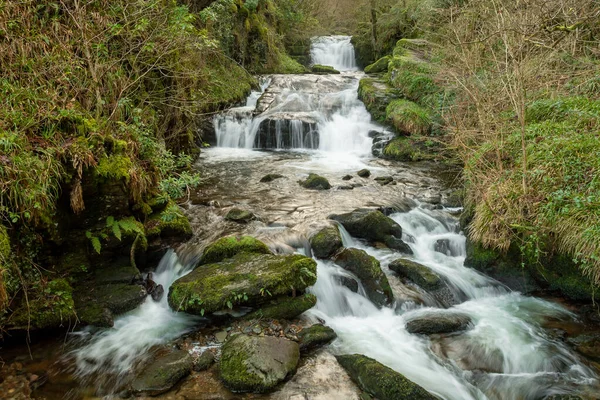 Long Exposure Big Waterfall Watersmeet Devon — Stock Photo, Image
