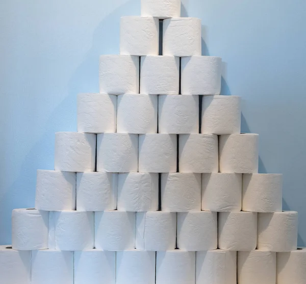 Huge Pile Toilet Paper Stacked Next Toilet — Stock Photo, Image