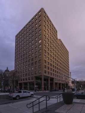 Syracuse, New York - 14 Ocak 2020: Şehir Merkezi Kulesi Dikey Tam Görünüm.