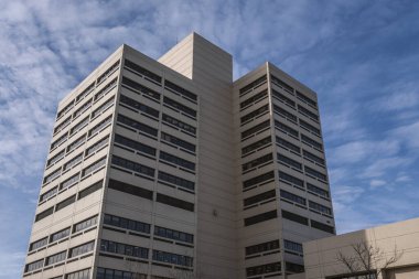 Syracuse, New York - Şubat 05, 2020: ABD Postane ve ABD Sosyal Güvenlik İdaresi Binasının Yüksek Açı Çekimi