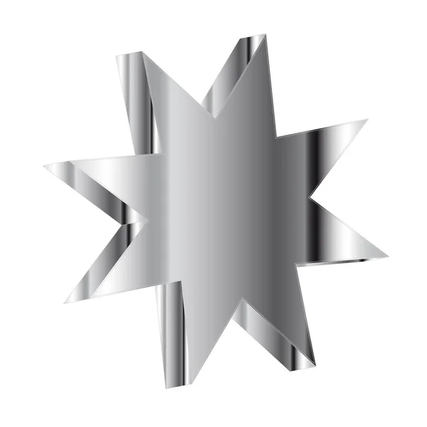 Chrome 3d ster met chromen rand geïsoleerd op witte achtergrond — Stockfoto