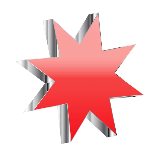 Rode 3d ster met chromen frame geïsoleerd op witte achtergrond — Stockfoto