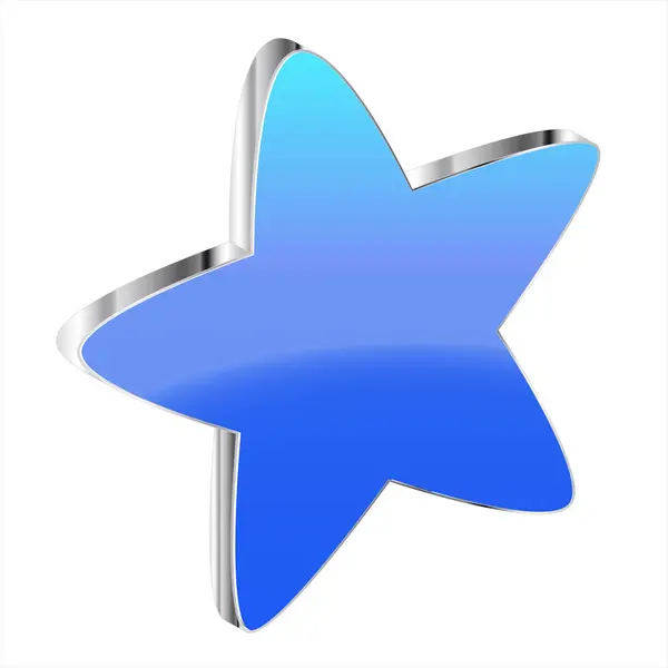 Estrella azul 3D con borde cromado aislado sobre fondo blanco —  Fotos de Stock