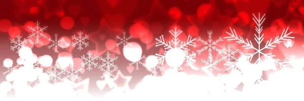 Червоно-білий різдвяний фон з боке, зірками та сніжинками — стокове фото