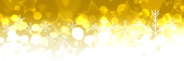 Fondo de Navidad blanco dorado con bokeh, estrellas y copos de nieve — Foto de Stock