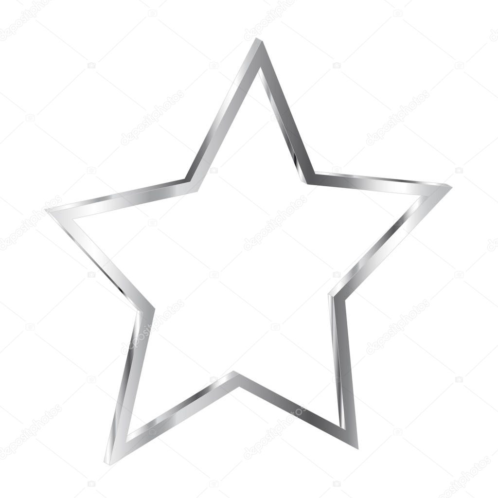 Christmas silver star on white background
