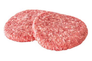 Beyaz arka planda hamburger eti