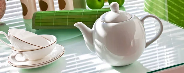 Concepto de hora del té como banner de fondo — Foto de Stock