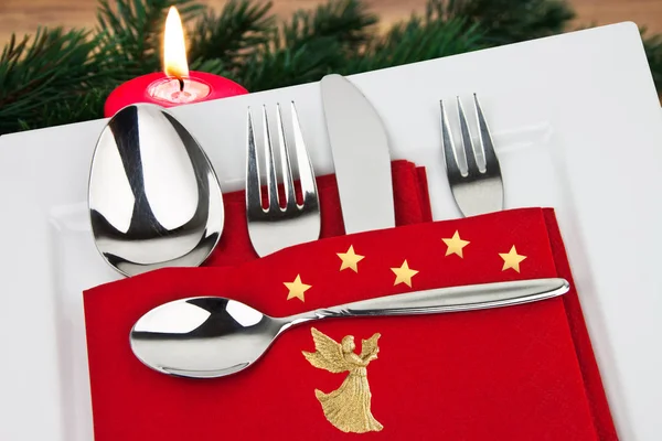 Cena de Navidad - Fondo de decoración de cerca — Foto de Stock