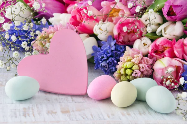 Easter decoration and heart with copy space Royalty Free Stock Photos