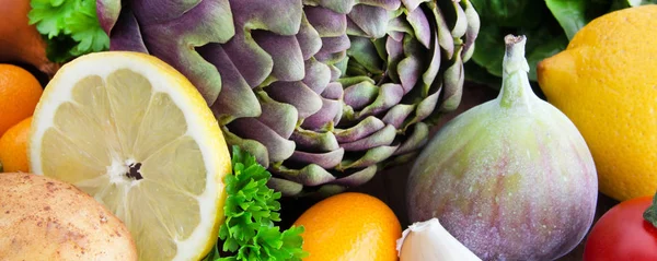 野菜や果物の背景バナー — ストック写真