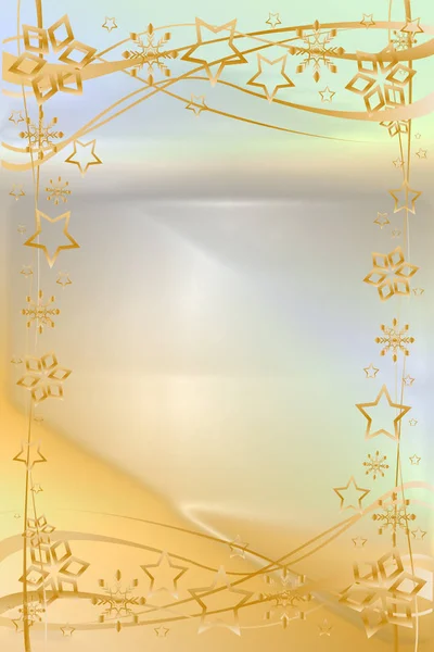 Fondo Navidad con estrellas plateadas y doradas como marco ingenio — Foto de Stock