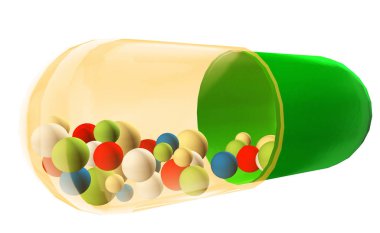 Beyaz arkaplanda 3d gecikmeli kapsüller