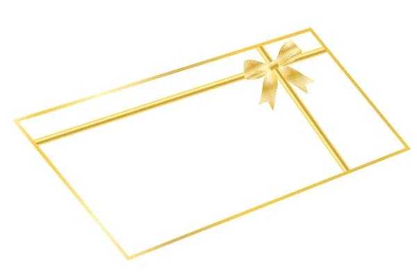 背景圣诞信封和金色缎带与白色隔离 — 图库照片