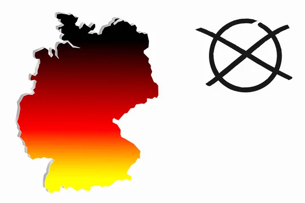 Niemieckie wybory do Bundestagu z mapą Niemiec i krzyż wyborczy — Zdjęcie stockowe