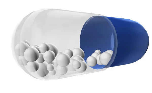 Cápsulas 3D retardadas em fundo branco — Fotografia de Stock
