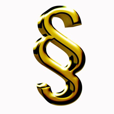 Beyaz arkaplandan izole edilmiş altın paragraf işareti