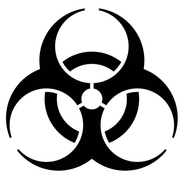 Предупреждающий знак Опасность биологических отходов на белом фоне
